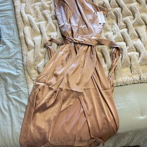 Size large champagne one shoulder satin dress